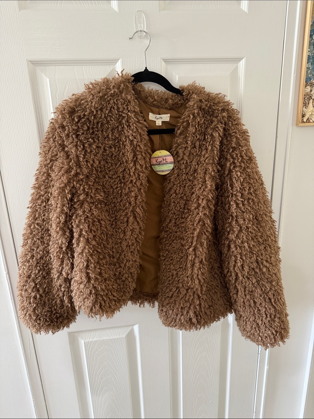 NWT Kye Mi Large Cozy Faux-Shearling Jacket - Brown